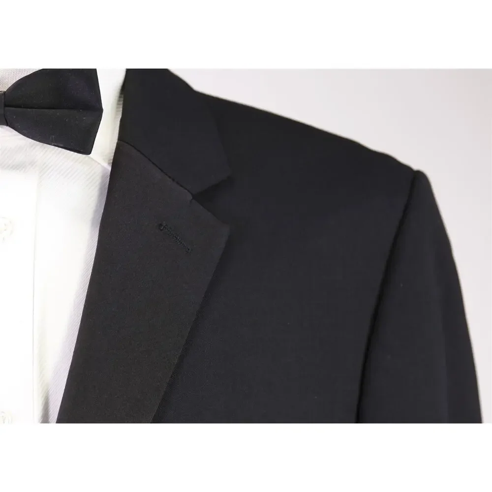 Michael Kors Mens Black 2-Btn Slim Fit Tuxedo Formal Wedding Blazer Jacket 44S
